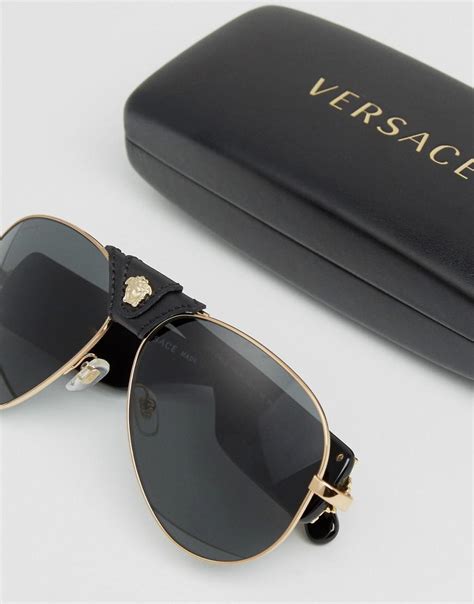 versace black leather medusa sunglasses|Versace sunglasses medusa vintage.